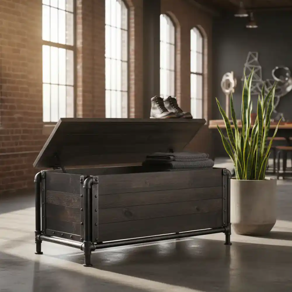 Wooden storage bench