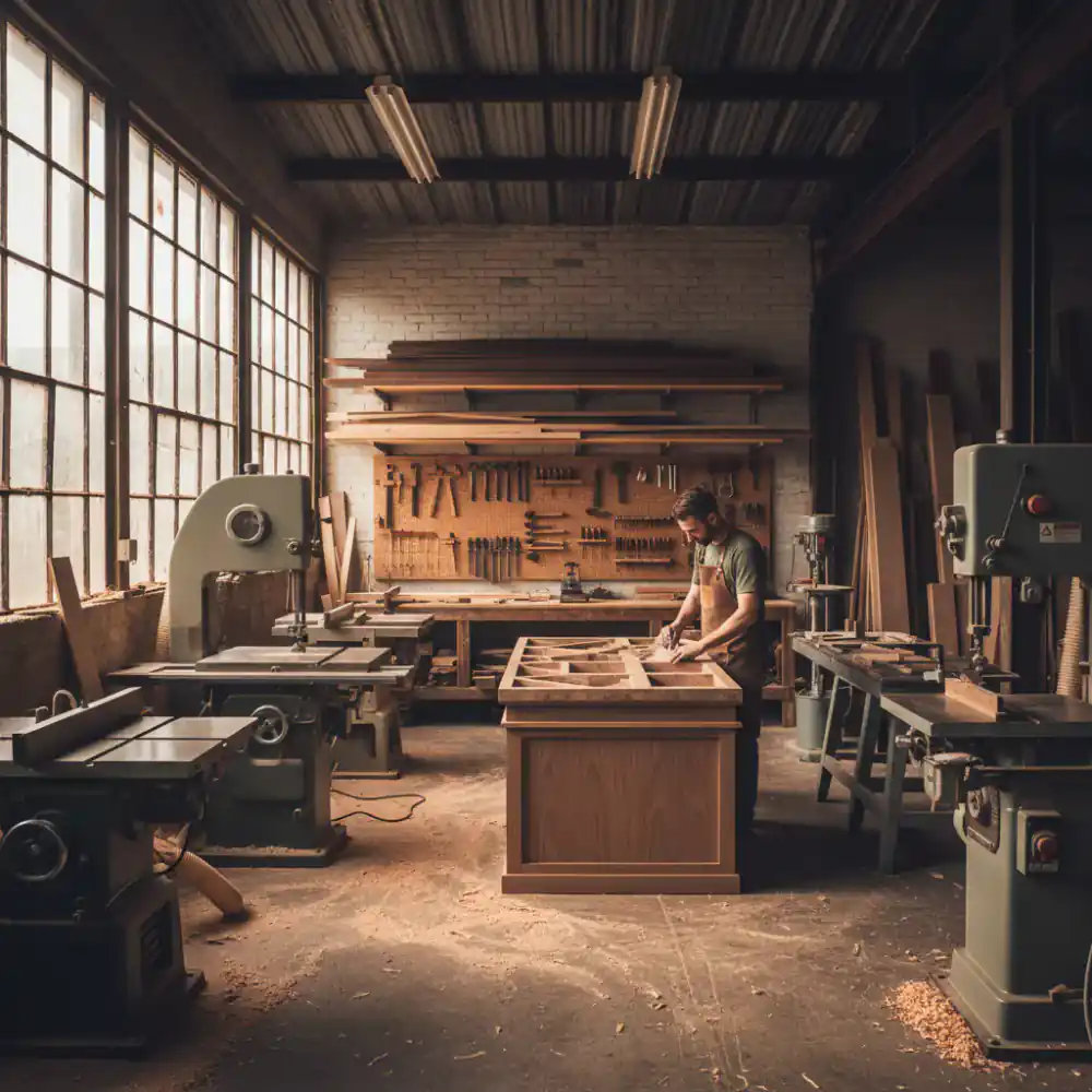 Custom wood builds in the workshop