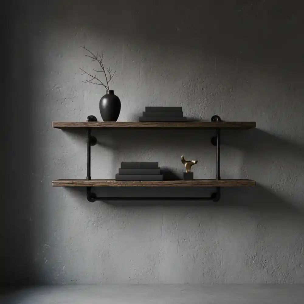 Minimalist reclaimed wood wall shelves