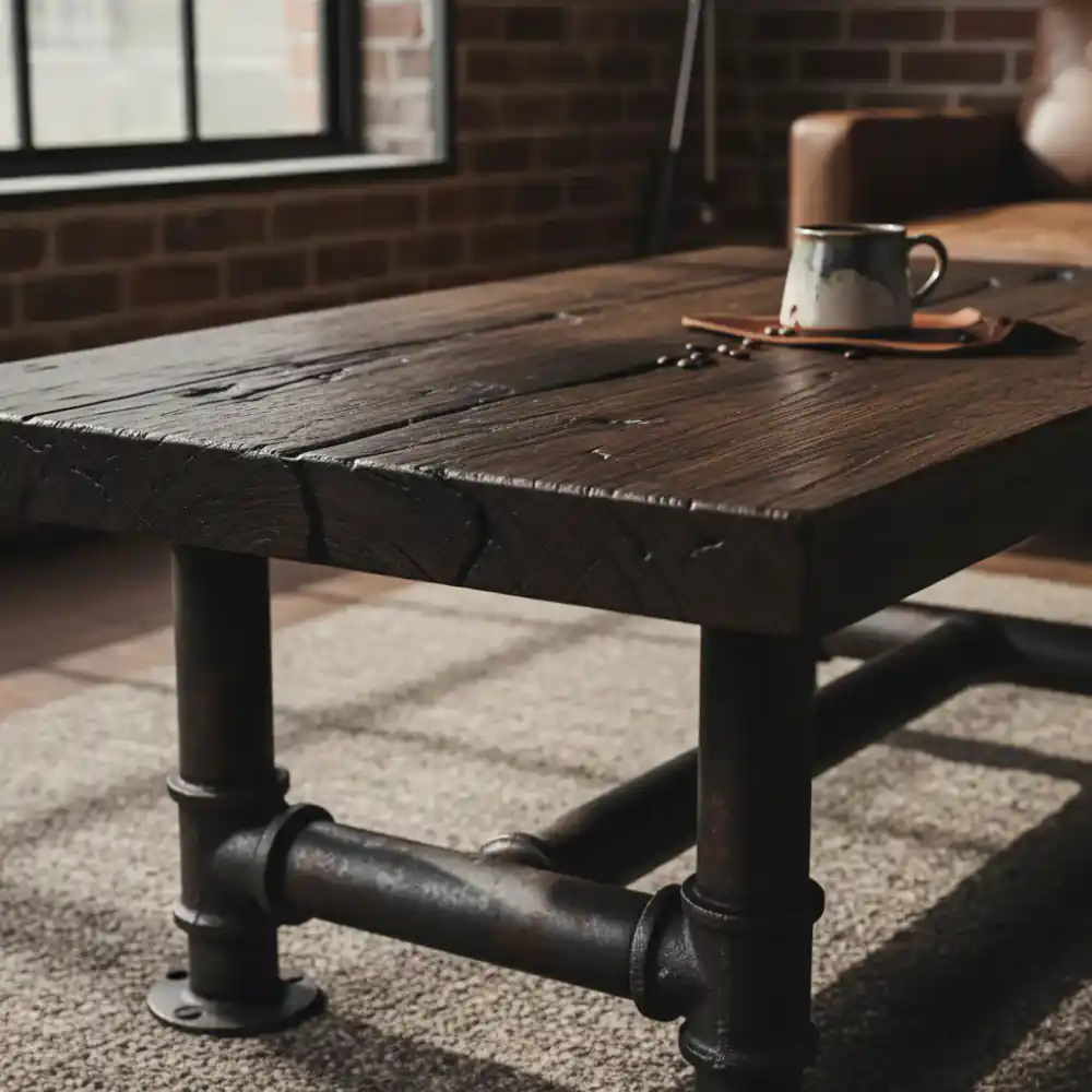 Rustic coffee table with rich texture